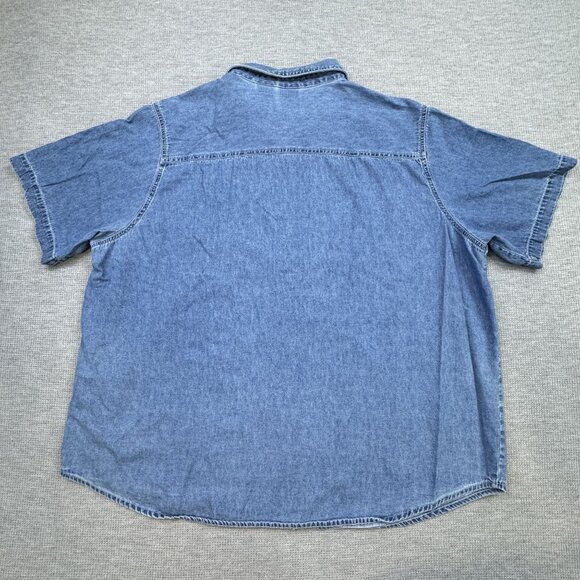 Curious George Womens Embroidered Denim Button-Up Shirt 22W Cotton Short Sleeve - Picture 5 of 14